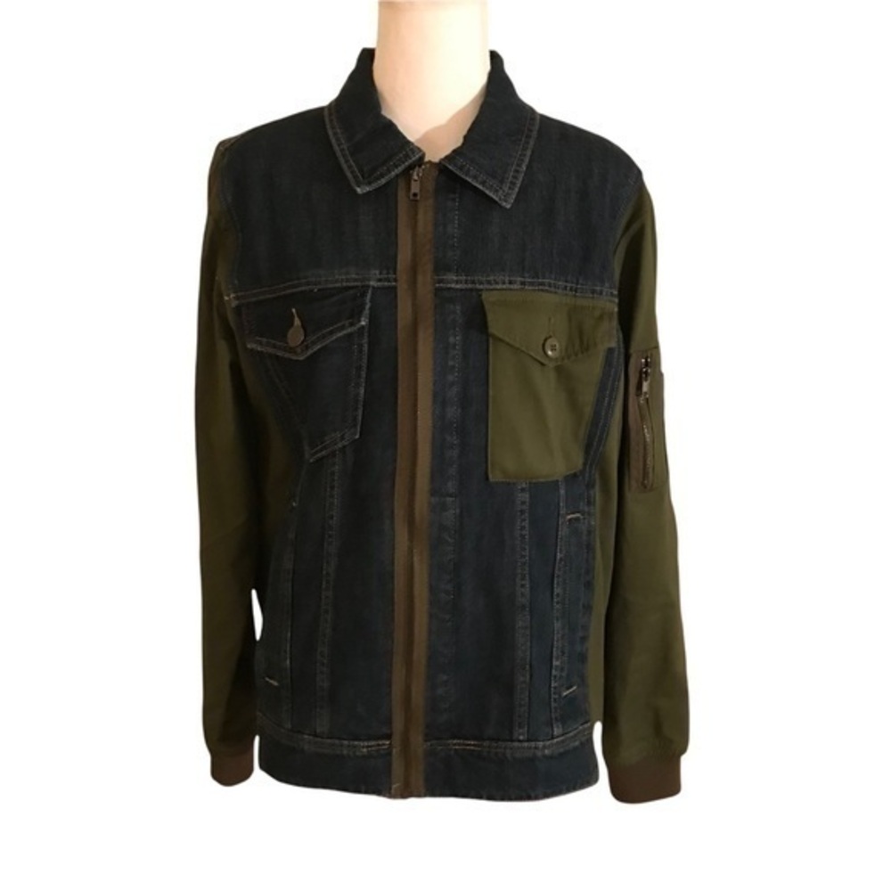 Sun + Stone Tromber denim olive green jacket